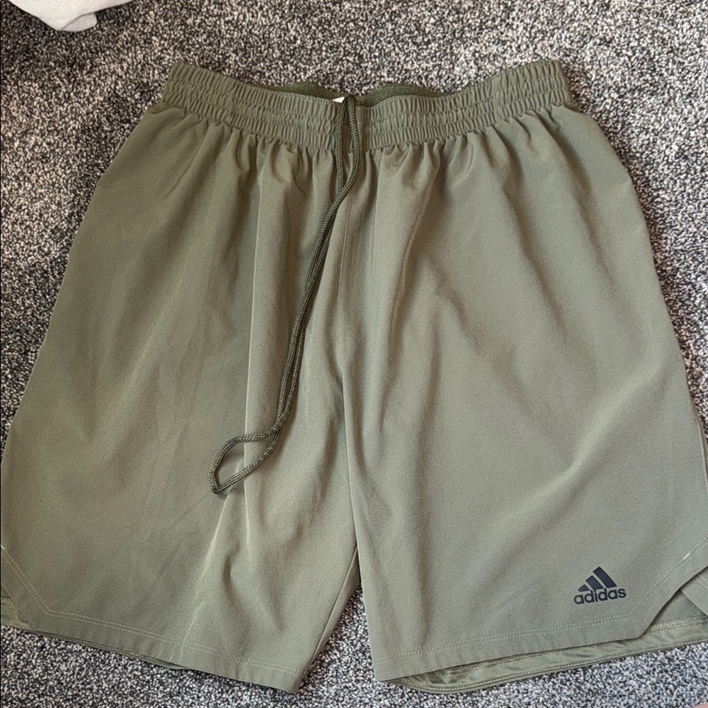 Adidas Green Athletic Shorts Lightweight Performance